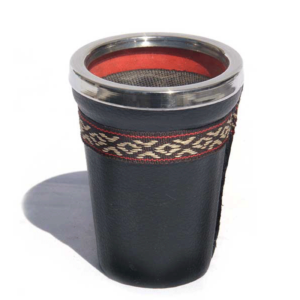 Mate Vaso Vidrio con Cuero Cinta Pampa Matebom